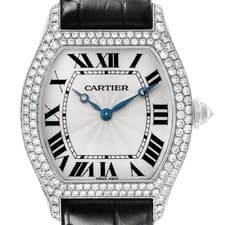 Cartier Tortue Large White Gold Diamond Mens Watch WA503851