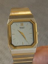 Vintage Seiko Galaxy Two Tone Speckle Dial 7430-5359 Integrated Bracelet Watch