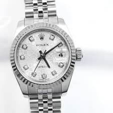 ROLEX Datejust 10P New Diamond Engraved Computer Dial Silver 179174 Women Watch