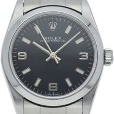 ROLEX Oyster Perpetual Boys Watch 77080(A) Stainless Steel mensWatch black USED