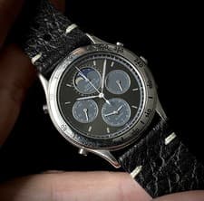 July 1990 Seiko Meca-Quartz Chronograph Moonphase dark grey dial 7T36-6A1A
