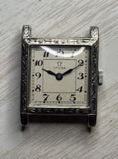 FOR REPAIR Vintage OMEGA Art Deco Engraved Square Tank Case Men’s Watch, 1929