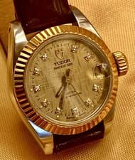 TUDOR Princess Ladies Watch. Refurbished. 22mm. Gold + Diamond Dial. Ref: 92513.