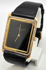 Vintage 18k Solid Gold Diamond bezel Chopard Quartz Watch 28mm by 36mm AS IS