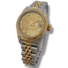 Rolex Datejust 69173 Factory Diamond Dial 18k Gold SS 26mm Box & Papers 1990