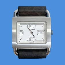 [Good] HERMES BA1.510 Barenia Date Quartz Women's Watch White Dial From Japan