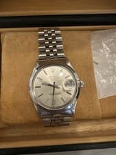Rolex Oyster Perpetual Date Men's Stainless Steel Watch Silver Dial Box
