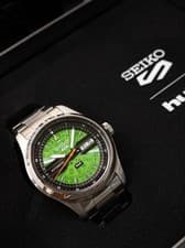 Seiko 5 Sports HUF SBSA323 Time Sonar Limited Green Dial Auto Box Unused Superb