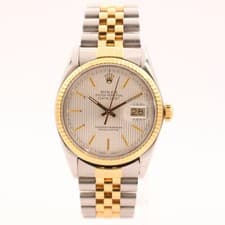 Vintage 36mm 1985 Rolex 16013 Datejust Tapestry Dial Automatic Steel & 18k Gold