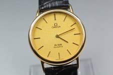 Vintage [Exc+5] OMEGA De Ville 1351 Gold Quartz Push Crown 33mm Men's Watch