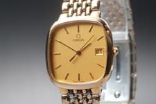 Vintage 1991 OMEGA De Ville Cal.1430 30mm Gold Date Square Quartz Mens Watch