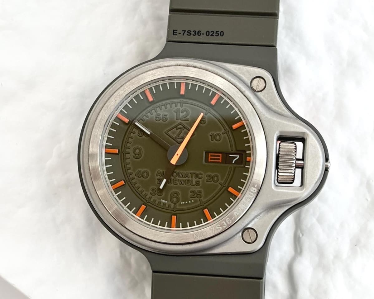 SEIKO Cabane De Zucca JDM Giugiaro Green Automatic Vintage E-7S36-0250 Watch