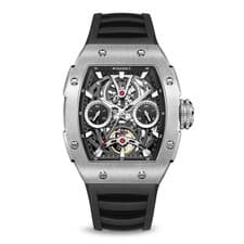 WISHDOIT Pioneer Automatic Watch Silver Black Aluminum Case for Men