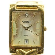 Gruen GRUEN Need repair Watch intage Rectangular Date Gold Color Gold GY11 /MQ