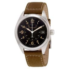 Hamilton Khaki Black Dial Tan Suede Men's Watch H68551833