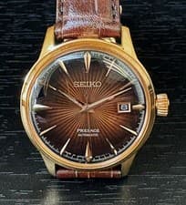 Seiko Presage 4R35-01T0 Brown Automatic Skeleton Watch Used from Japan