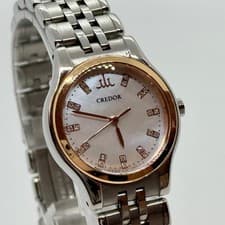 Seiko Credor 4J81-0AW0 Quartz White Dial K18 Bezel Ladies Watch Box Papers Used