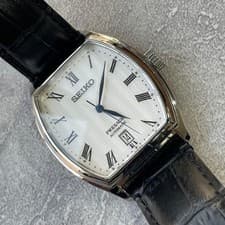 Seiko Presage Automatic Dress Watch 40mm Leather Band White Dial 4R35-02V0 #1