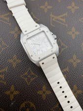 Cartier Santos 100 Automatic Calibre 049 White Dial Travel Box Original Swiss