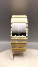 Raymond Weil Geneve 18k Gold Black Dial Diamond Markers Vintage Swiss Watch 1874