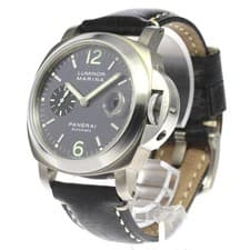 PANERAI LUMINOR MARINA PAM00091 44mm SS/Leather Black Dial Automatic Date #C321