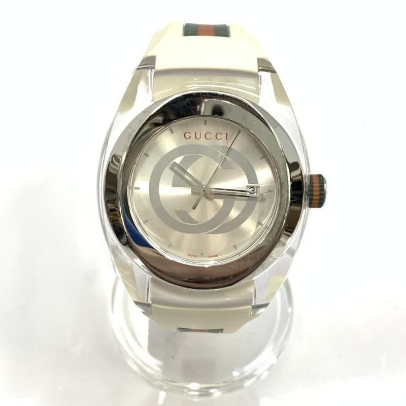 Gucci SYNK 137.1 Rubber Belt White Men’s Leather 28cm
