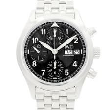 IWC Spitfire Chronograph IW370618 Day-Date Auto SS Black Dial Men's Watch
