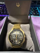 BULOVA Gold Quartz Chronograph Watch 97A144 w Box Good Condition Men's