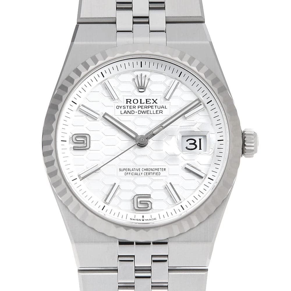 ROLEX Land Dweller 36 127234 white Honeycomb motif 69 Arabia Random Number s...