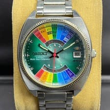 Rare Orient Multiyear Green Rainbow Dial Day Date Automatic EV04-C0 CA Vintage
