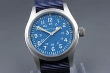 [w/Box, Paper] HAMILTON Khaki Field Manual Winding H694390 Blue Swiss Made Watch