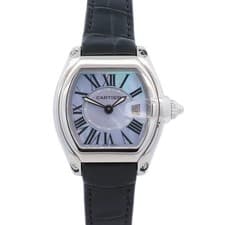 Cartier Roadster 32mm Stainless Steel Purple MOP Roman Dial Watch Ref# W6206007