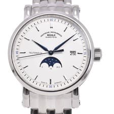 Muhle Glashutte M1-44-05-MB Men’s Automatic Watch Moon Phase Date 41mm SS Used