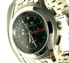 GUCCI 5500 CHRONOGRAPH WATCH Men's Swiss Stainless Case & Band Black Chrono Dial