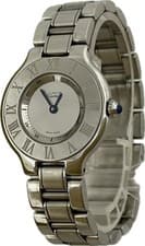 Cartier Must 21 SM W10109T2 1340 Silver 28mm Quartz Womens Watch Excellent A6358