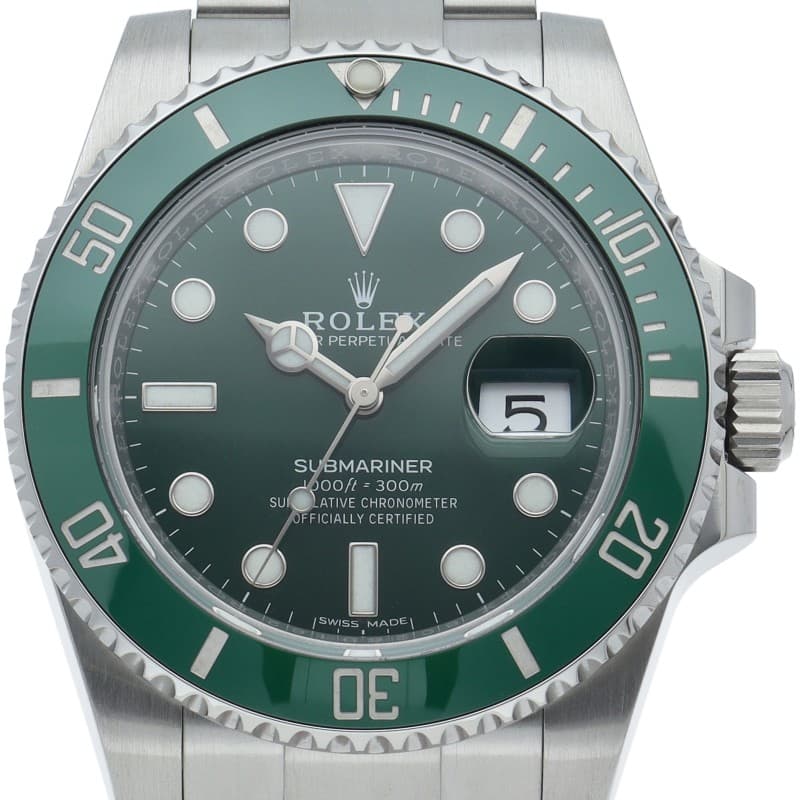 ROLEX Submariner Date Watch Green Mirrored Buckle 116610LV Stainless Steel m...