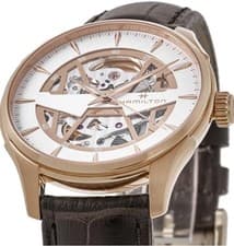 New Hamilton Jazzmaster Skeleton Auto White Dial Leather Men's Watch H42505510.