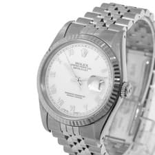 Rolex Datejust 36mm Steel White Roman Dial & White Gold Fluted Bezel 16234