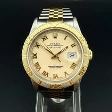 ROLEX DATEJUST TURNOGRAPH 36MM TWO TONE CREAM ROMAN DIAL JUBILEE WATCH 16263