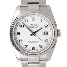 2012 Rolex 116234 Datejust 36mm Steel Roulette Date White Arabic Dial Watch