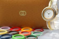 [Near MINT] Gucci Change Diamond cut Bezel 12 color 1100L Gold Women's Watch