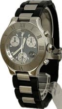 Cartier Must 21 Chronoscaph W10125U2 2424 Quartz Mens Watch Excellent A6405