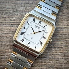 Seiko Dolce Tank Ref 7431 5010 Quartz Watch Two Tone Gold Silver Vintage