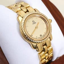 Fendi 860L Gold Quartz Watch Women’s Working New Battery Cleaned 25mm