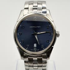 Hamilton Jazzmaster Slimline Quartz Watch 41mm Mens wrist 16cm navy dial