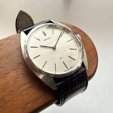 SEIKO 2220-0470 Watch Handwind Vintage 36mm Stainless Silver Dial Rare