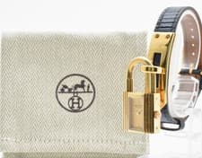 [NEAR MINT] HERMES Kelly Padlock Gold Dial Quartz Women Vintage Watch From JAPAN