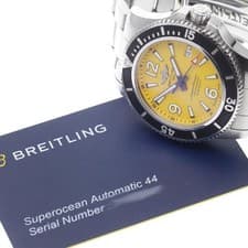 BREITLING SUPER OCEAN A17367 44mm SS Yellow Dial Automatic Date #C207
