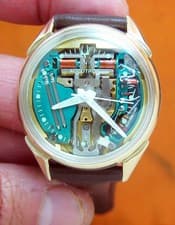 SERVICED 214H ACCUTRON SPACEVIEW 10KT. GOLD FILLED TUNING FORK MEN'S WATCH N0