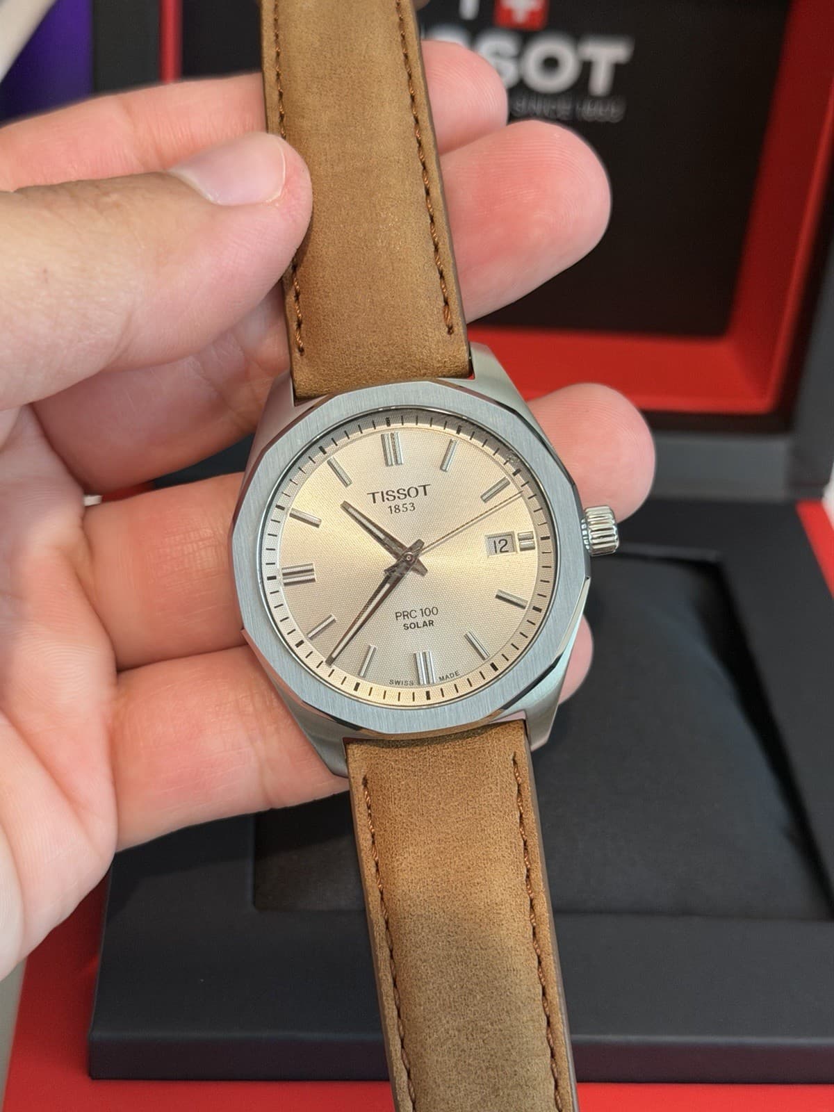 Tissot PRC 100 Quartz Solar-Powered Silver Dial Watch T1514221603100